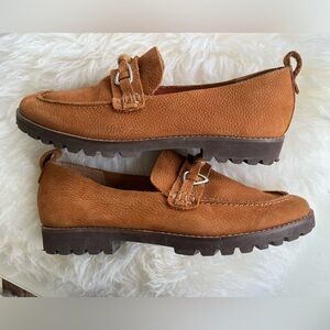 Kenneth Cole Tan Leather Loafers with Silver and Bead Details